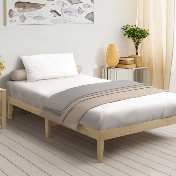 Oikiture Bed Frame Single Size Wooden Timber Bed Frame Platform