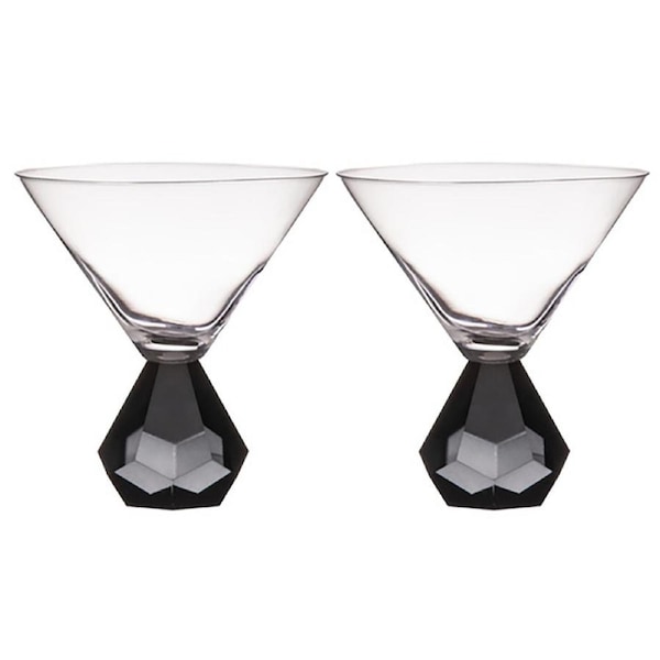2PK Zhara 200ml Martini Crystal Glass Cocktail Drinkware Alcohol Glasses Onyx