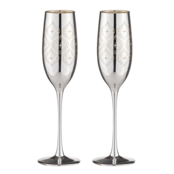 2PK Estelle 240ml/26cm Champagne Glass Cocktail Stemware Cup Drinkware Silver