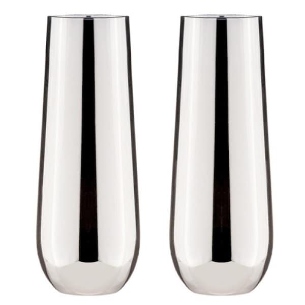 2PK Aurora 500ml Stemless Champagne Glass Water/Juice Drinking Cup Set Silver