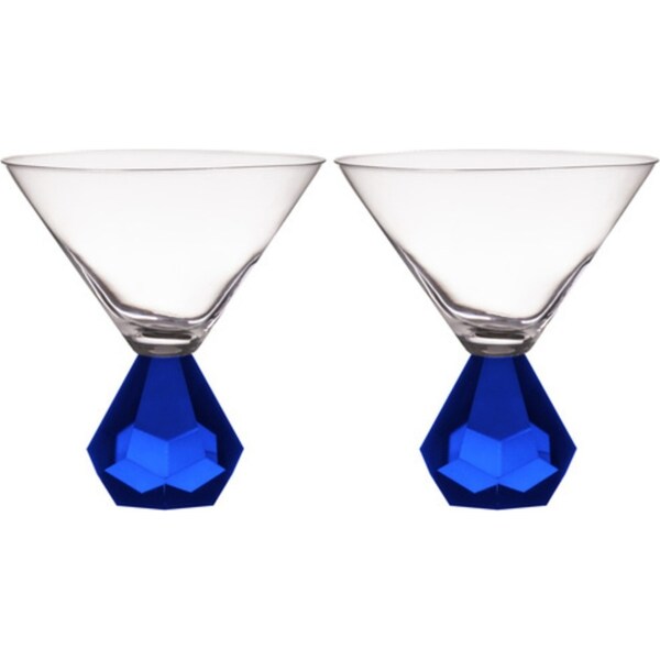 2PK Zhara 200ml Martini Crystal Glass Cocktail Drink Alcohol Glasses Sapphire