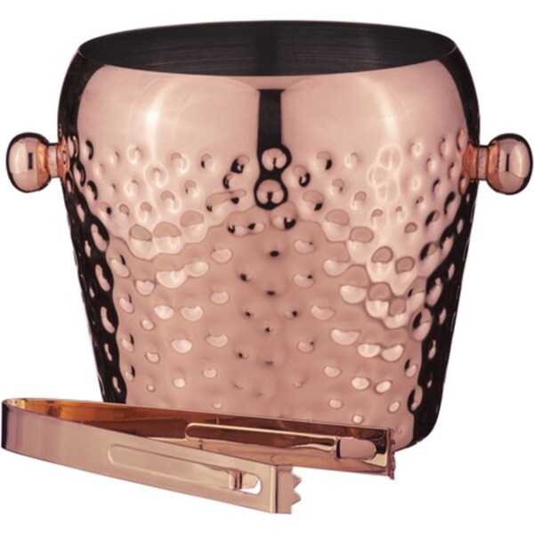 Spencer Hammered 13cm Stainless Steel Ice Bucket w/Tongs Container Cooler Copper