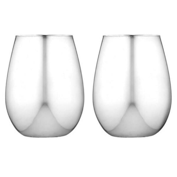 2PK Aurora Metallic 1L Glass Tumbler Cocktail Drinkware Water/Juice Cup Silver