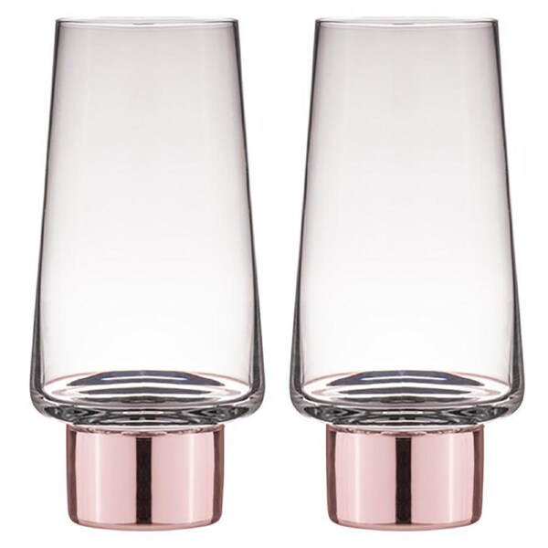 2PK Aurora Crystal Clear 350ml Highball Tumbler Glasses Drinking Cup Set Rose