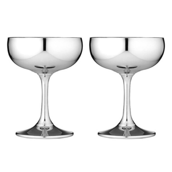 2PK Aurora 300ml Coupe Glasses Drinking Cocktail Cup Stemware Glass Set Silver