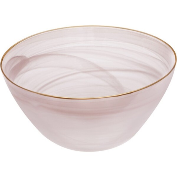 Ismay Round 5L Glass XL Salad Bowl Food Serving Soup/Rice Dish Dinnerware Pink