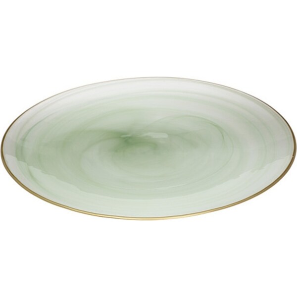 Ismay Large 33cm Round Glass Platter Tableware Food Serving Dish Plate Green