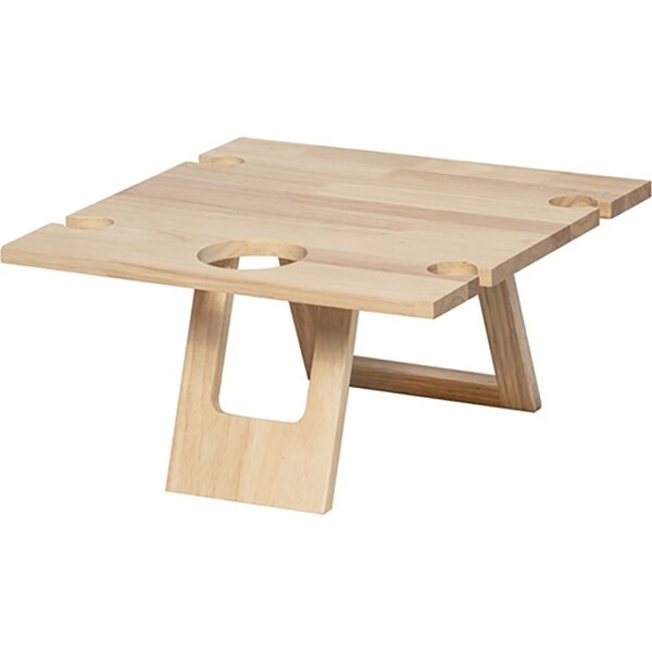 Fromagerie Square Wooden 40cm Collapsible Picnic Table Tray w/ Wine Holder Brown