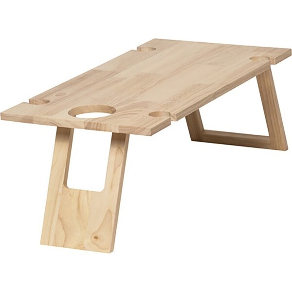 Fromagerie Rectangle Wooden 75cm Collapsible Picnic Table Tray w/Wine Holder BRN