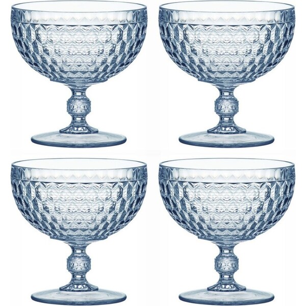 4x Ladelle Tate Round 450ml Acrylic Dessert Bowl Snack/Cereal Food Serving Sky