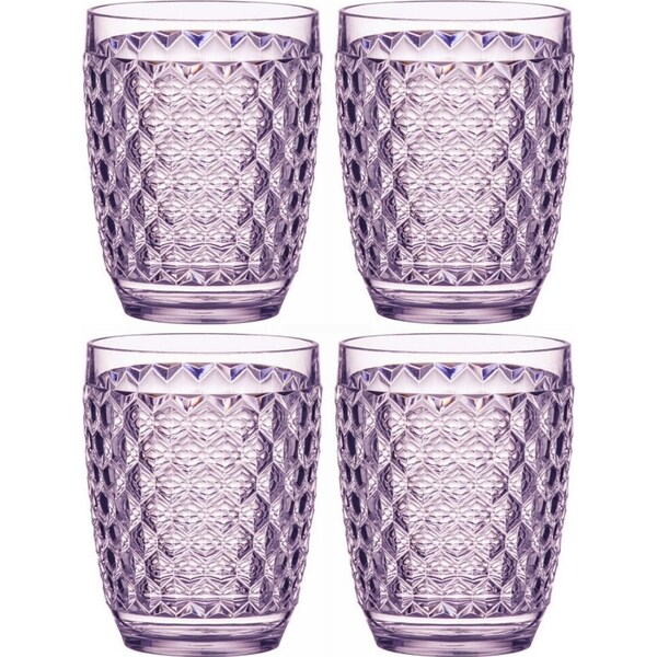 4x Tate Geometric 350ml Acrylic Tumbler Drinking Water/Juice Round Cup Lilac