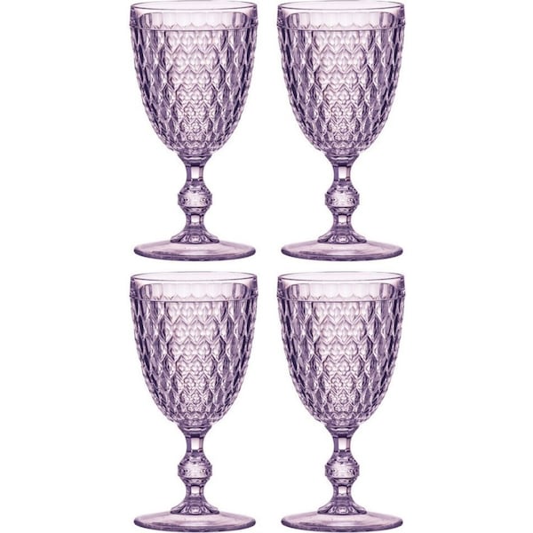 4x Tate Geometric 350ml Acrylic Wine Glass Stemware Cocktail Drinking Cup Lilac