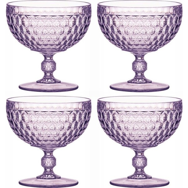 4x Tate Round 450ml Acrylic Dessert Bowl Snack/Cereal Food Serving Lilac