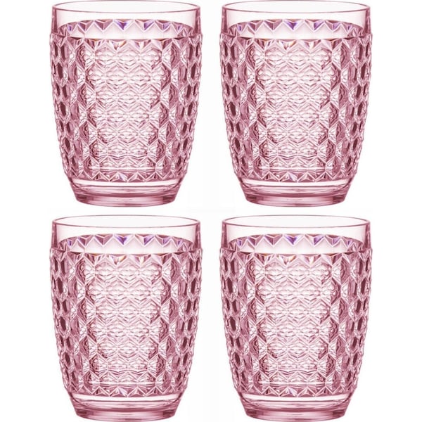 4x Tate Geometric 350ml Acrylic Tumbler Drinking Water/Juice Round Cup STRAW