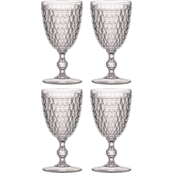 4x Tate Geometric 350ml Acrylic Wine Glass Stemware Cocktail Drinking Cup Clear