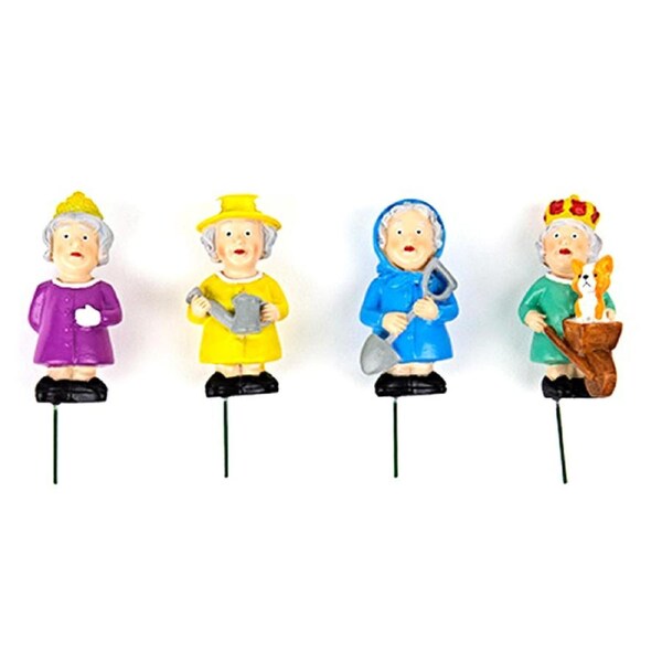 4pc Gift Republic Royal Queen Elizabeth Plant Markers Garden Decor 4.5cm Set