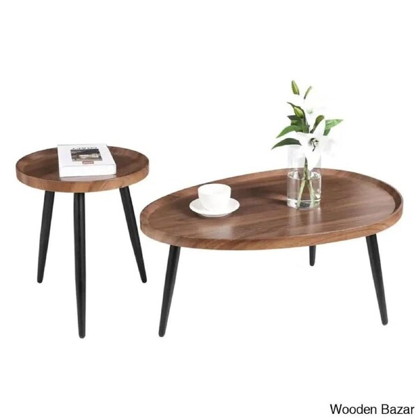 2 in 1 detachable nesting coffee table for living room, brown tables
