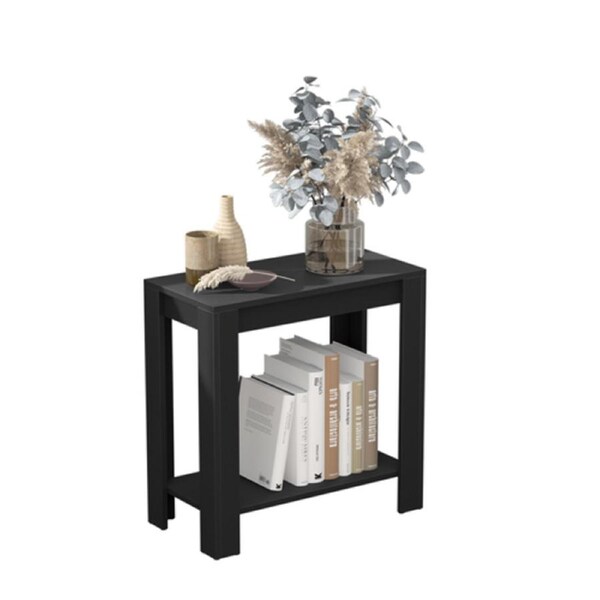2 tier slim Coffee end table black