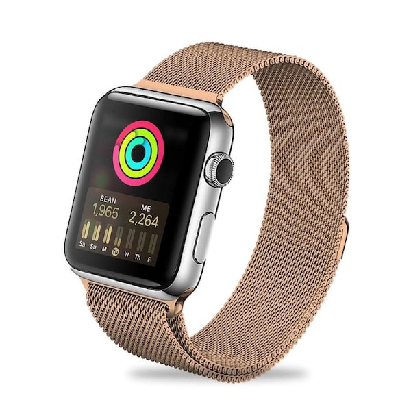 ZUSLAB Stainless Steel Wristbands Band for Apple Watch Series 8 7 6 5 4 3 2 1 SE 42-44-45mm - Rose Gold