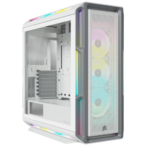 Corsair iCUE 5000T RGB ATX Mid-Tower Case, USB Type-C, 160 RGB LED, Rapid Route, Maximum Cooling, Tool Free Hinged Side Panels, White