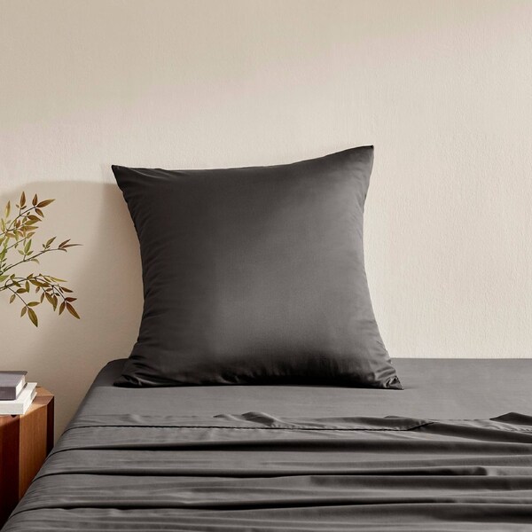 Serene 400TC Bamboo Cotton Sateen Euro Pillowcase Charcoal