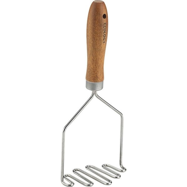 Ecology Acacia 27cm Wood Potato Masher Cooking Stainless Steel Utensil Silver