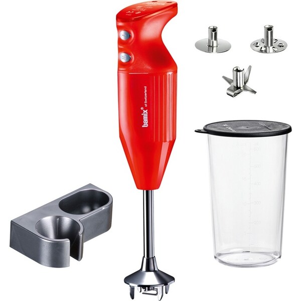 Bamix Mono 140W Electric Hand Stick Blender Beat/Shred/Chop Mixer w/Beaker Red
