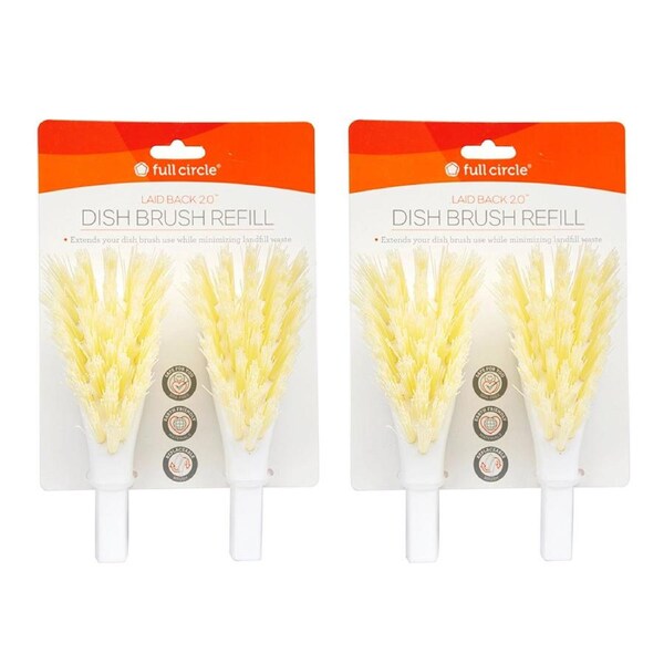 4x Full Circle Laid Back Dish Brush Head Refill Replacement Head Scrub Cleaner
