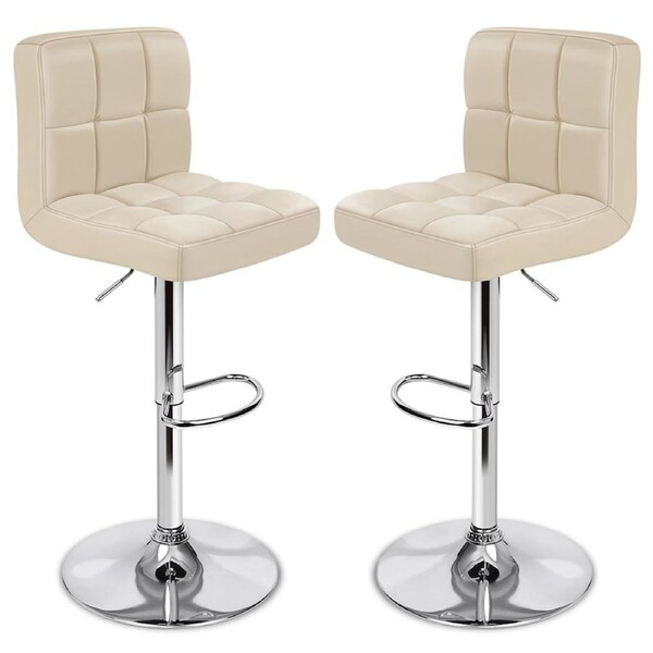 ALFORDSON Bar Stools Kitchen Swivel Chair Gas Lift Leather/Fabric/Boucle x2/x4 Beige x 2