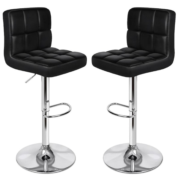 ALFORDSON Bar Stools Kitchen Swivel Chair Gas Lift Leather/Fabric/Boucle x2/x4 Black x 2