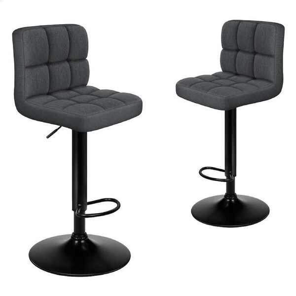 ALFORDSON Bar Stools Kitchen Swivel Chair Gas Lift Leather/Fabric/Boucle x2/x4 Grey (Fabric) x 2