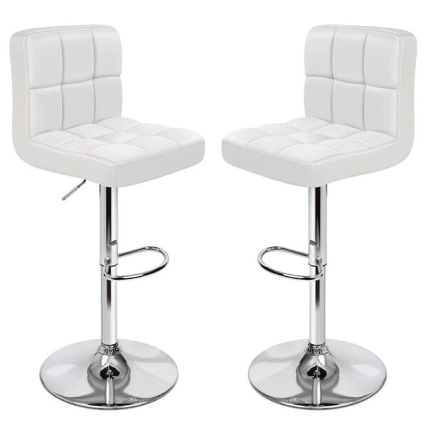 ALFORDSON Bar Stools Kitchen Swivel Chair Gas Lift Leather/Fabric/Boucle x2/x4 White x 2