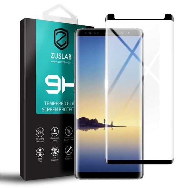 ZUSLAB Galaxy Note 8 Tempered Glass Screen Protector Film 9H Hardness for Samsung - Black