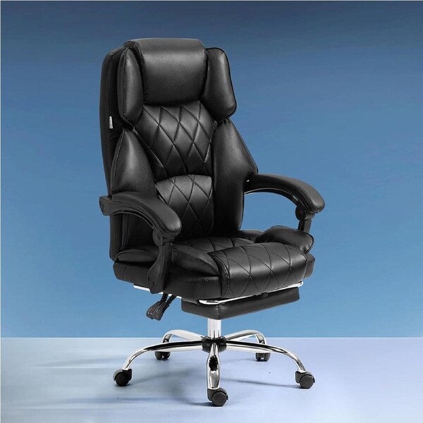 Artiss Executive Office Chair Computer Gaming Chairs Leather Footrest Black