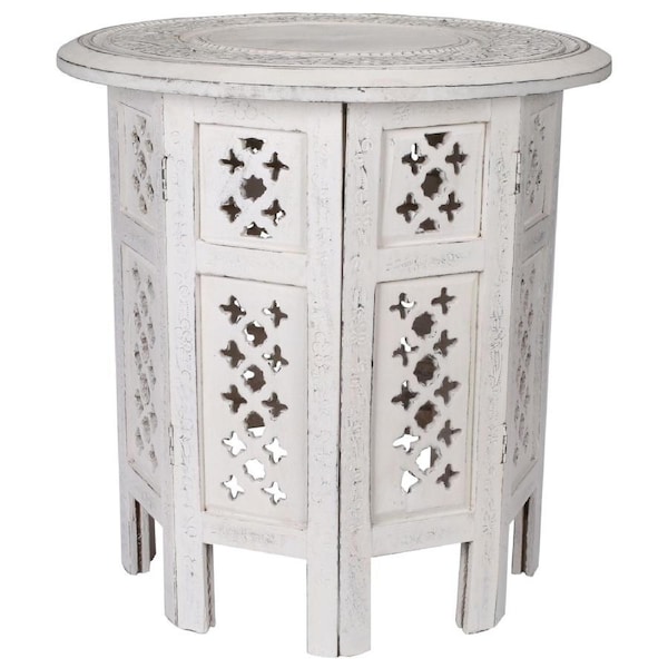 Scilla Rubber Wood Timber Round 45cm Side Table - White
