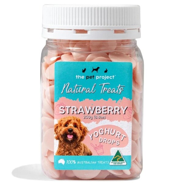 The Pet Project Yoghurt Drops Dog/Pet Training Treat Strawberry Flavour 250g