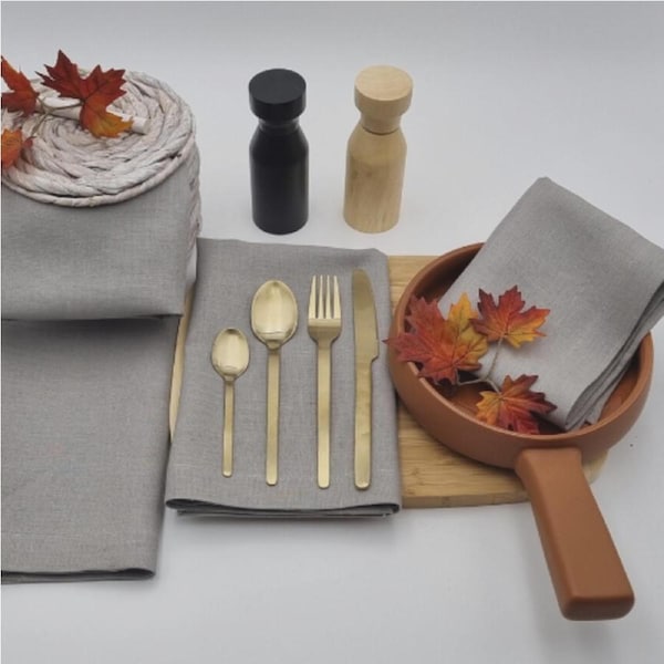 Jenny Mclean Venice Pure Linen Napkins - Set of 4 - Grey