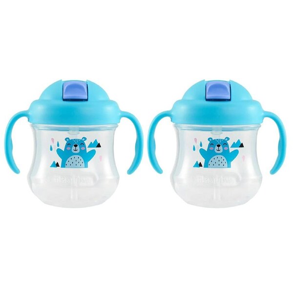 2x Pigeon 200ml Magmag BPA Free Leak Proof Straw Plastic Cup BL Baby/Toddler 8m+
