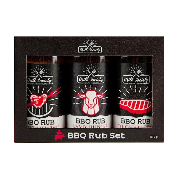 3pc Grill Society Cooking BBQ Rub Sweet Memphis/Lamb Hunter/Chicago Steak Set