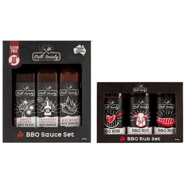 6pc Grill Society Cooking BBQ Steak/Meat/Vegetable Sauce/Glaze & Spice Rub Set