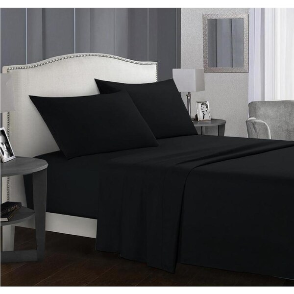 1800TC Delux Ultra Soft Microfibre Fitted Full Sheet Set For All Sizes Bed Black / Double