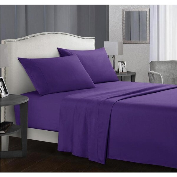 1800TC Delux Ultra Soft Microfibre Fitted Full Sheet Set For All Sizes Bed Violet / Double