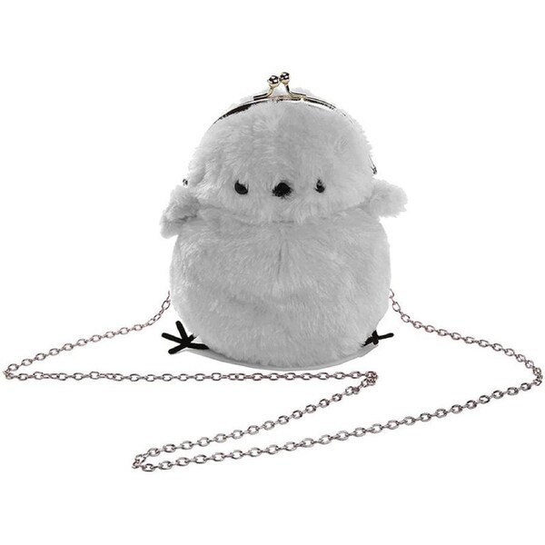 Nevenka Women Cute Chick Plush Crossbody Bag Chic Small Cell Phone Wallet For Girls-LightGrey
