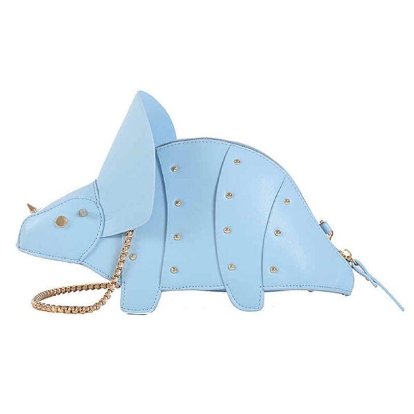 Nevenka Dinosaur Shape Crossbody Shoulder Bag Women Pu Leather Rivet Chic Clutch-Blue