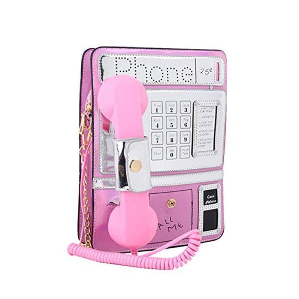 Nevenka Fashion Telephone Shaped Shoulder Bag Ladies Funny Crossbody Bag-Pink