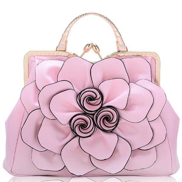 Nevenka Womens Rose Flower Evening Clutches Formal Party Totes Shoulder Bag-Pink