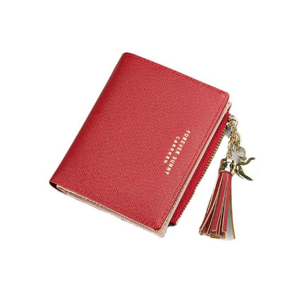 Nevenka Women Small Wallet RFID Bifold Compact Wallet-Red