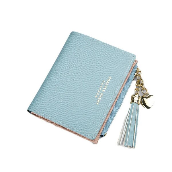 Nevenka Women Small Wallet RFID Bifold Compact Wallet-Blue