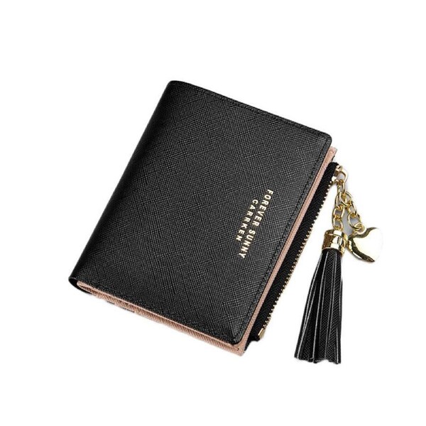 Nevenka Women Small Wallet RFID Bifold Compact Wallet-Black