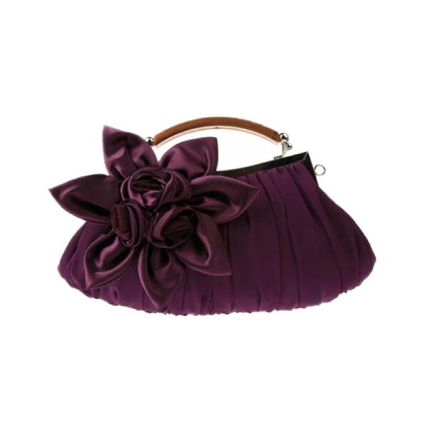 Nevenka Womens Silk Flowers Evening Bags Clutch-Purple